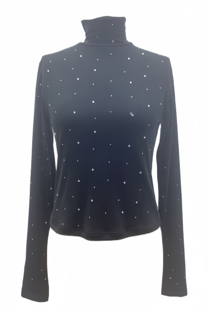 Mesh Rhinestone Turtleneck