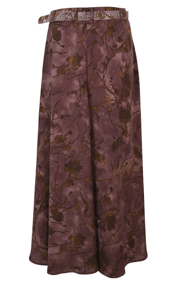 Leaf Printed Maxi Skirt