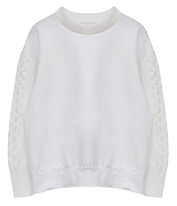 Sweatshirt With Cable Knit Sleeves