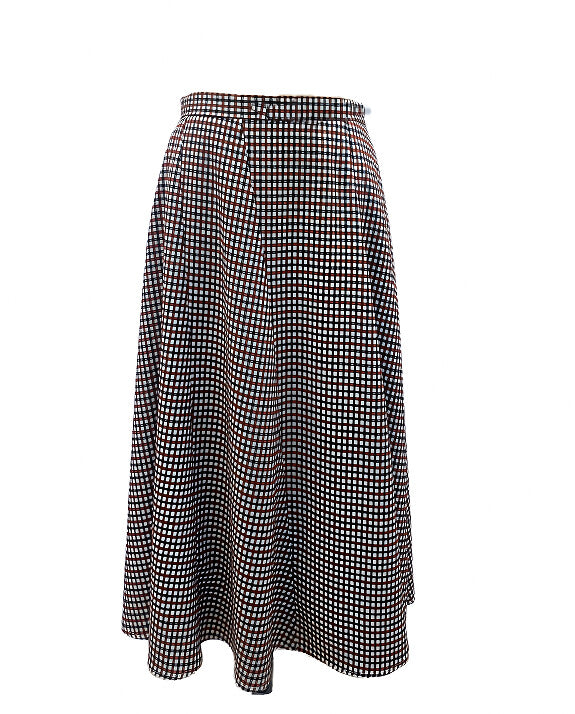 Checkered Print Asymmetric Skirt