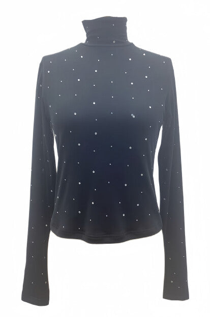 Mesh Rhinestone Turtleneck