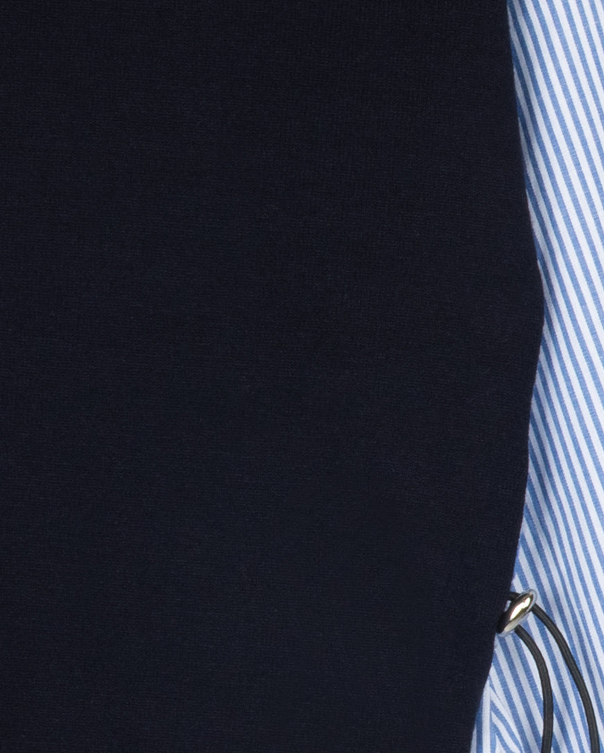 Mixed Fabric Blouson Sleeve Sweater