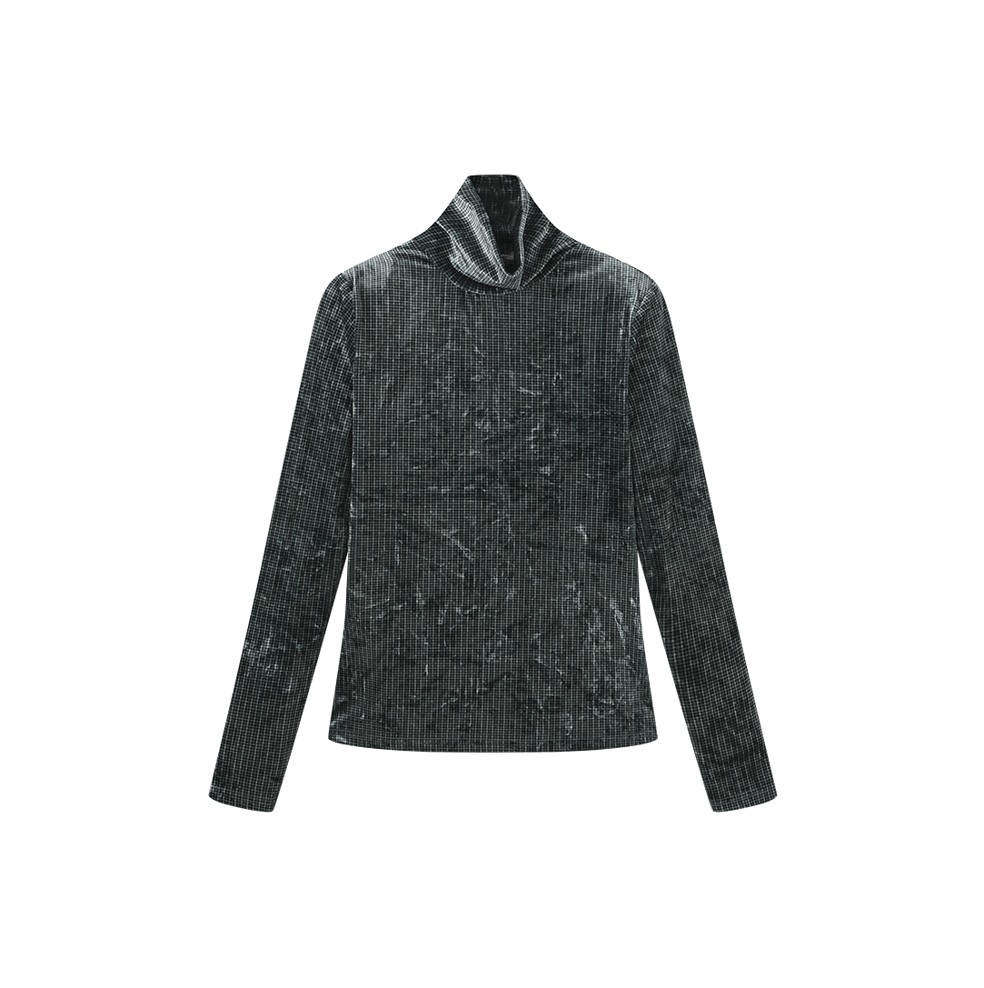 Velor Plaid Turtleneck