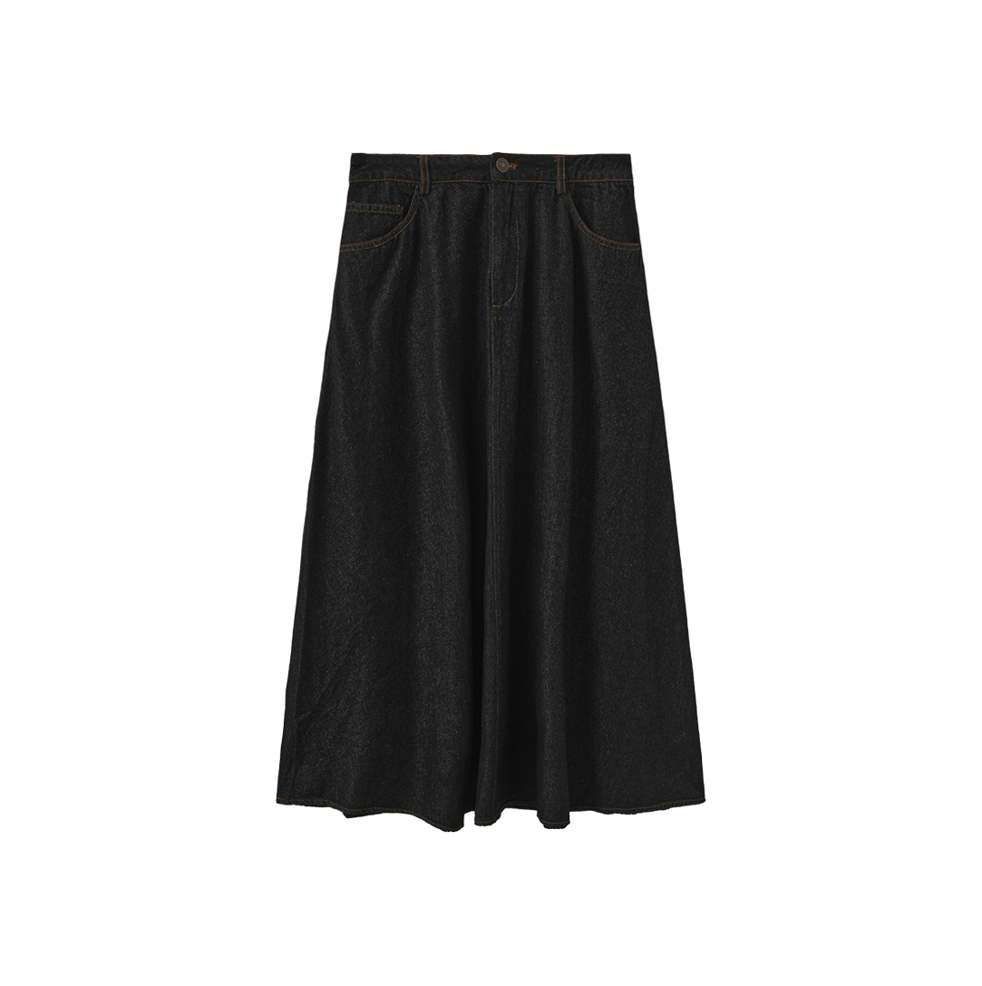 Denim Front Fly Midi Skirt