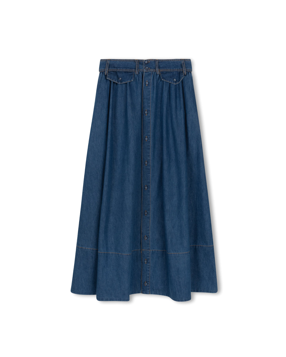 Chambray Denim Flair Skirt - Junees