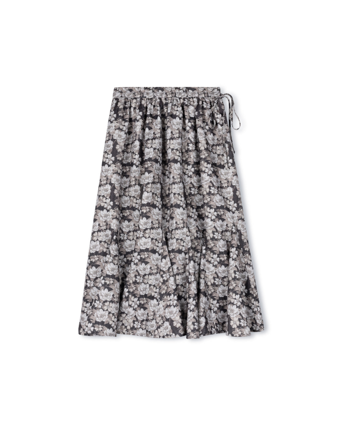 Floral Print Panel Creased Skirt