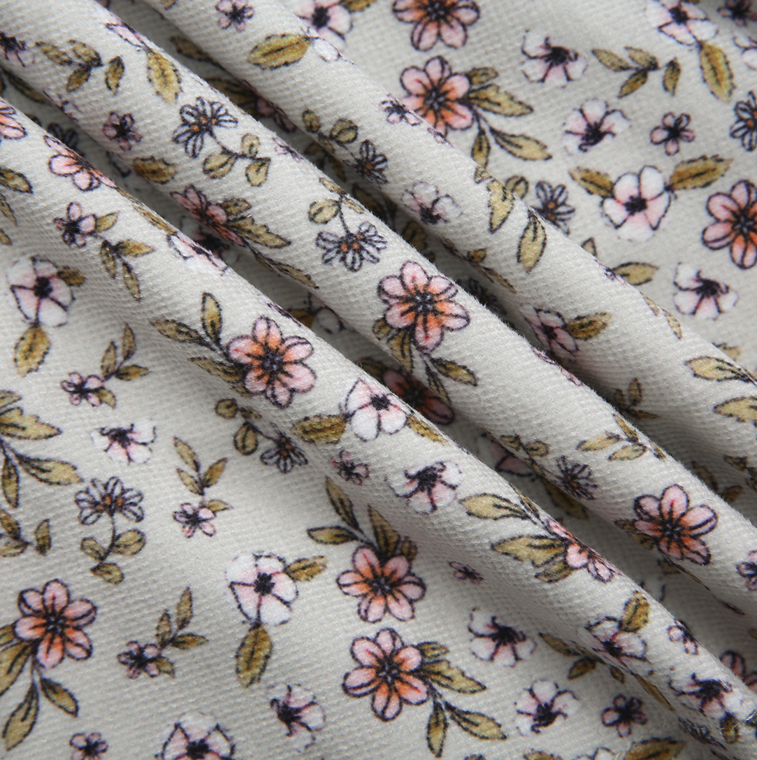 Floral Cordoruy Shirring Dress