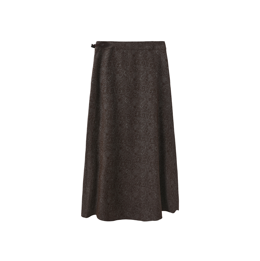 A-Line Paisley Printed Side Button Skirt