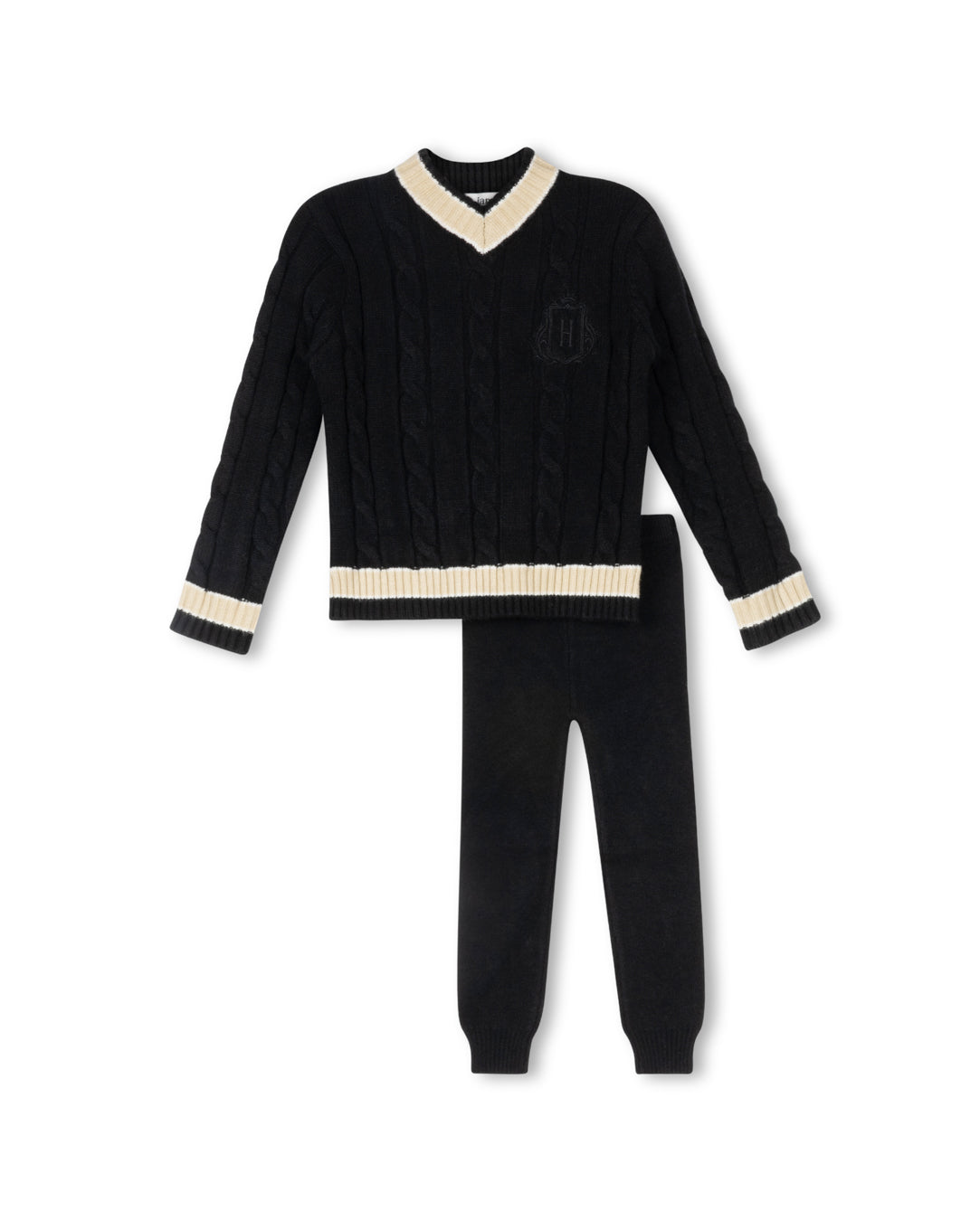 Chunky Cable Knit Patch Sweater Set C-23072