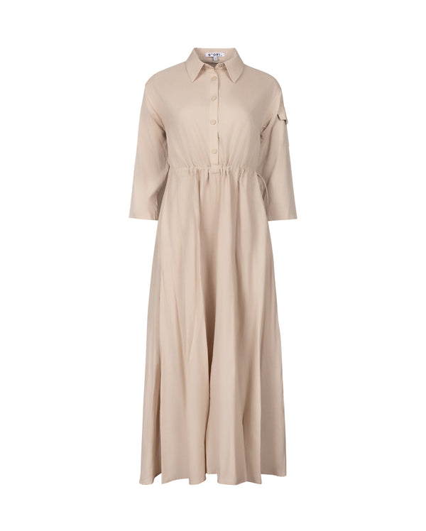 Elastic Pull Waist Maxi Dress