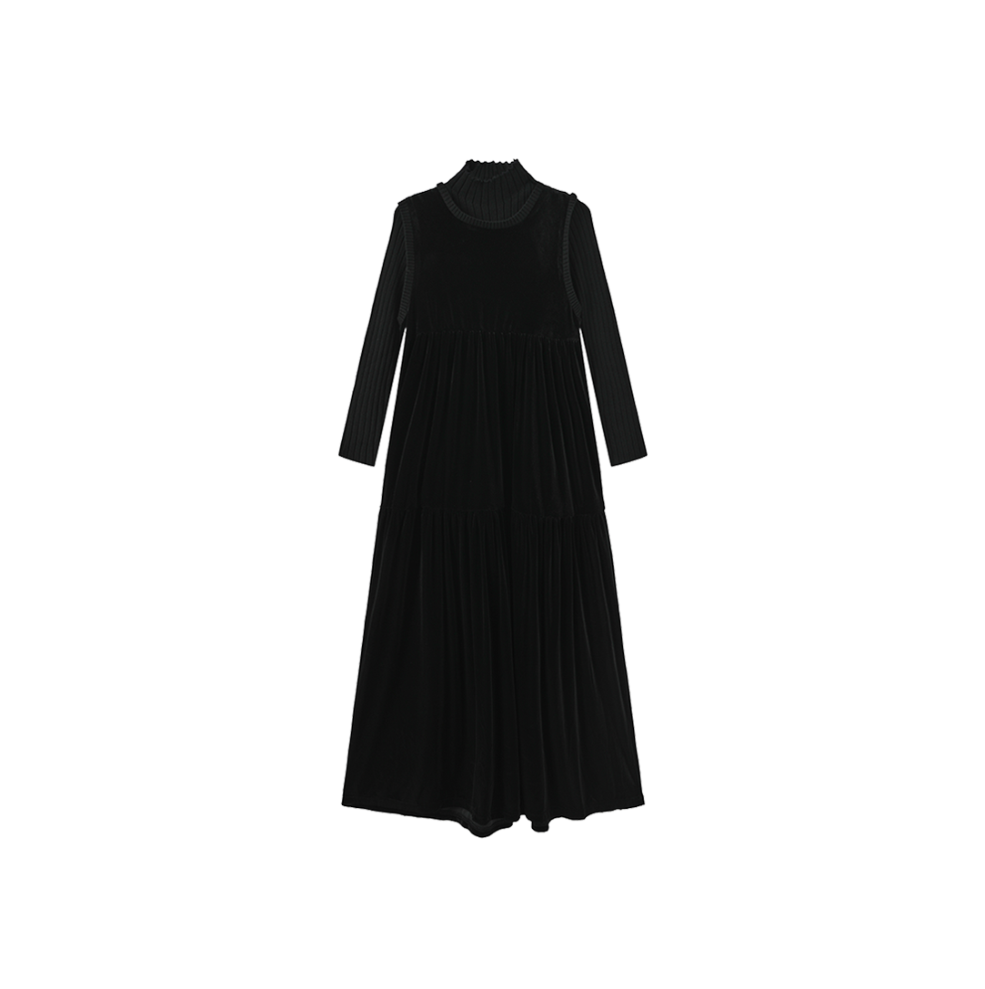 Velour Maxi Dress with Turtleneck