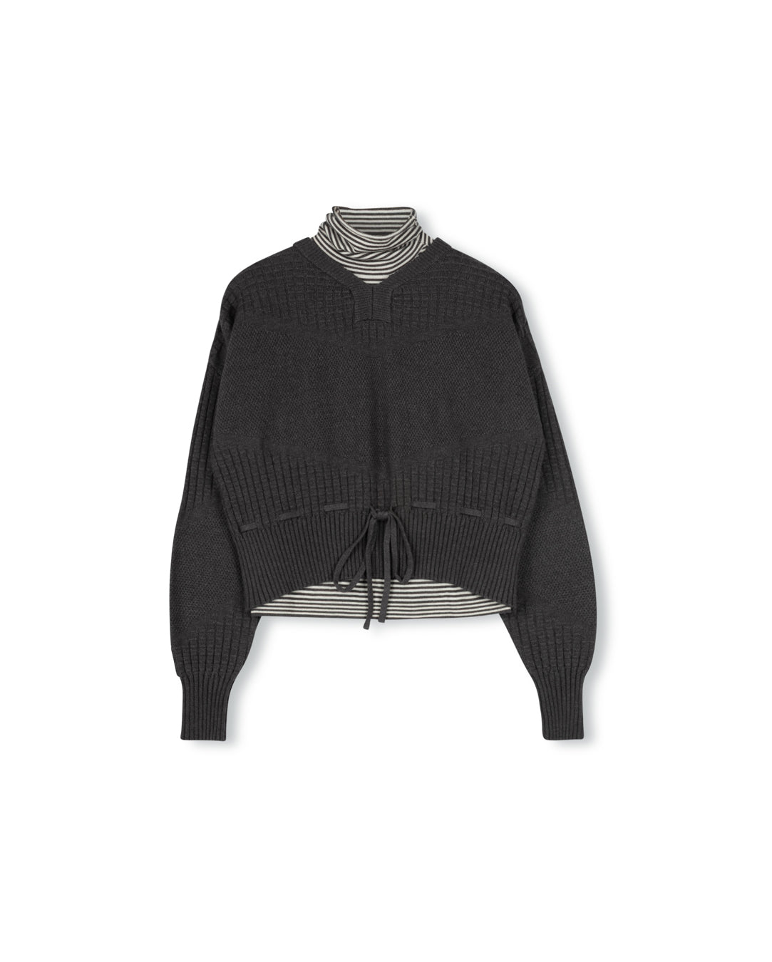 Open Neck Sweater With Turtleneck W-22118