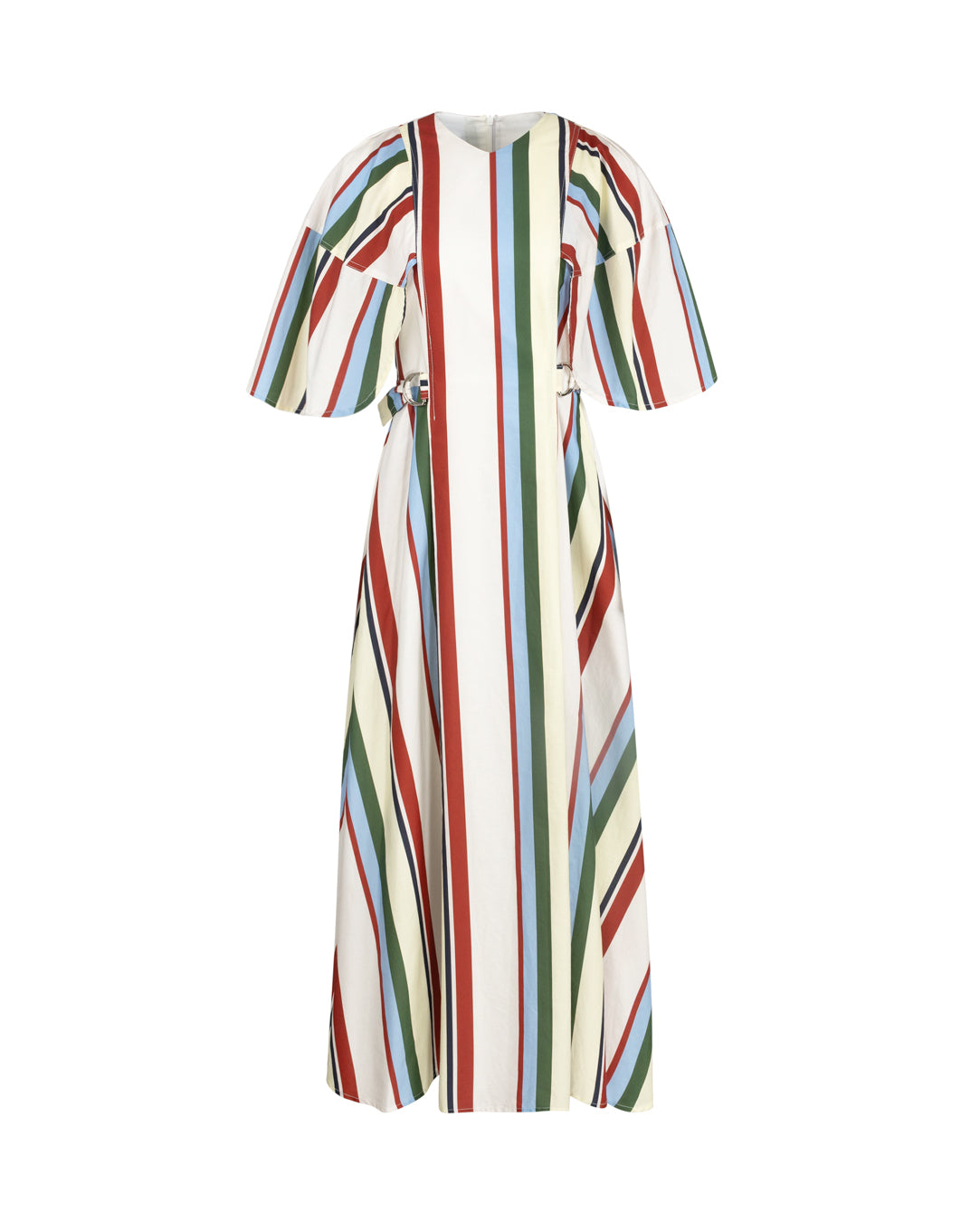 Poplin Striped Cape Sleeve Dress