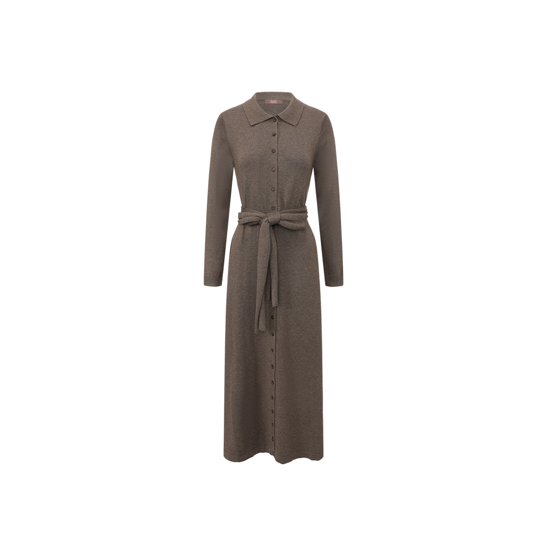 Thin Knit Aline Belt Dress