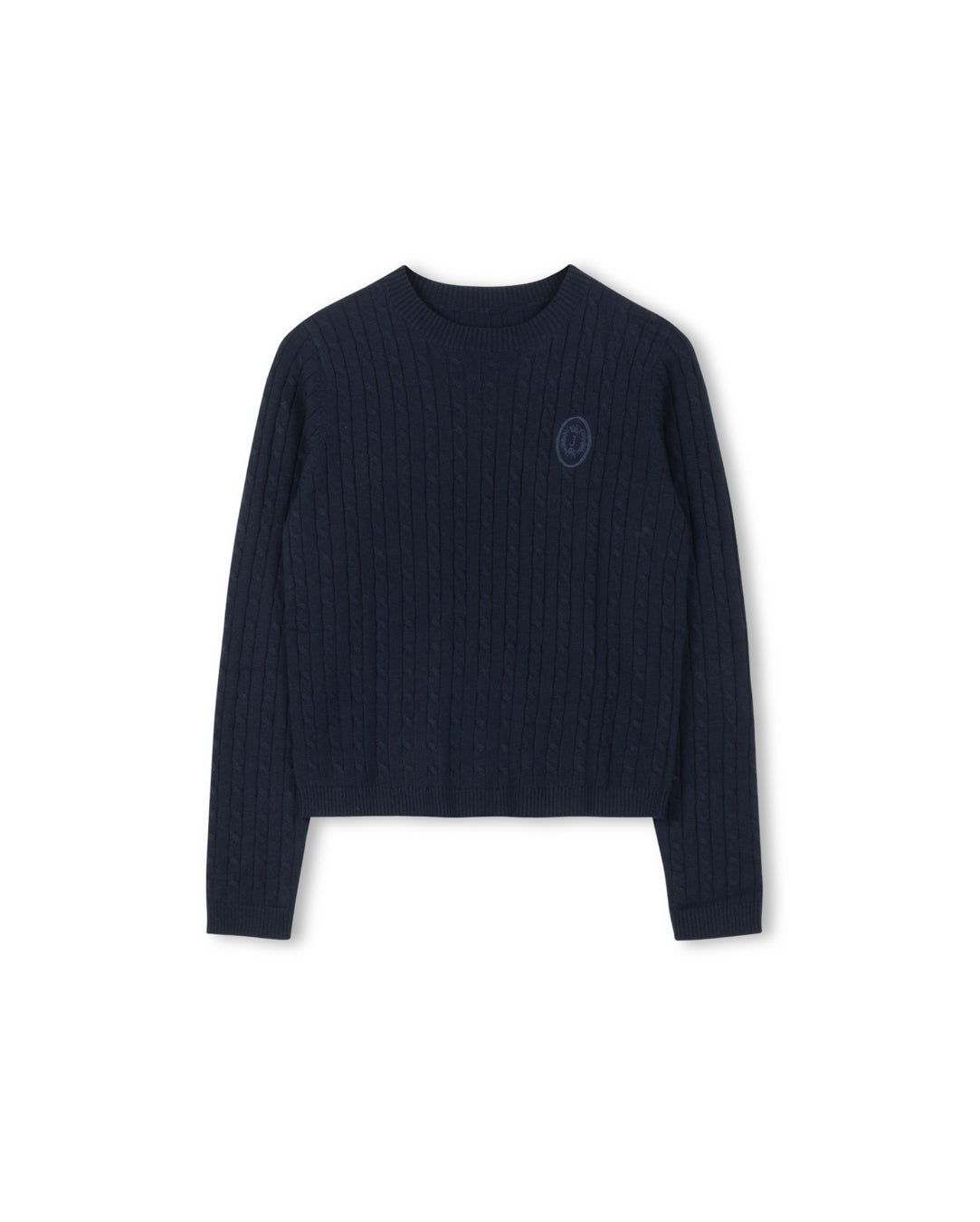 Crest Detailed Cable Knit Sweater