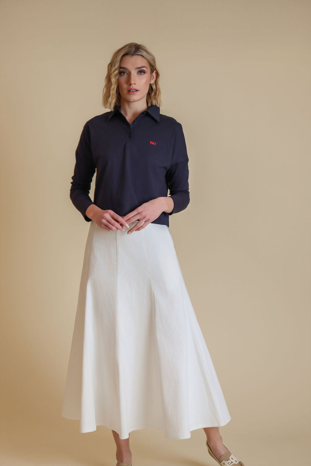 Denim Panel Belted Skirt - Junees