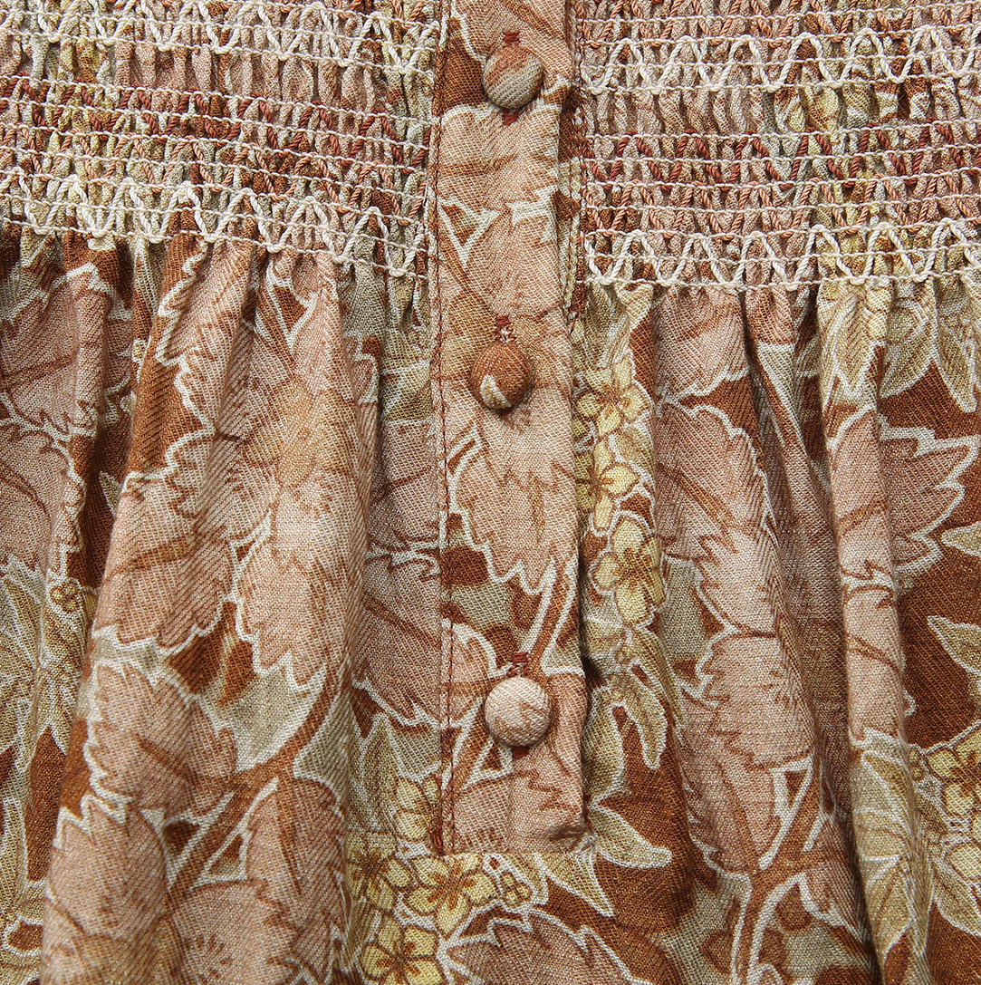 Lido Printed Smocking Dress