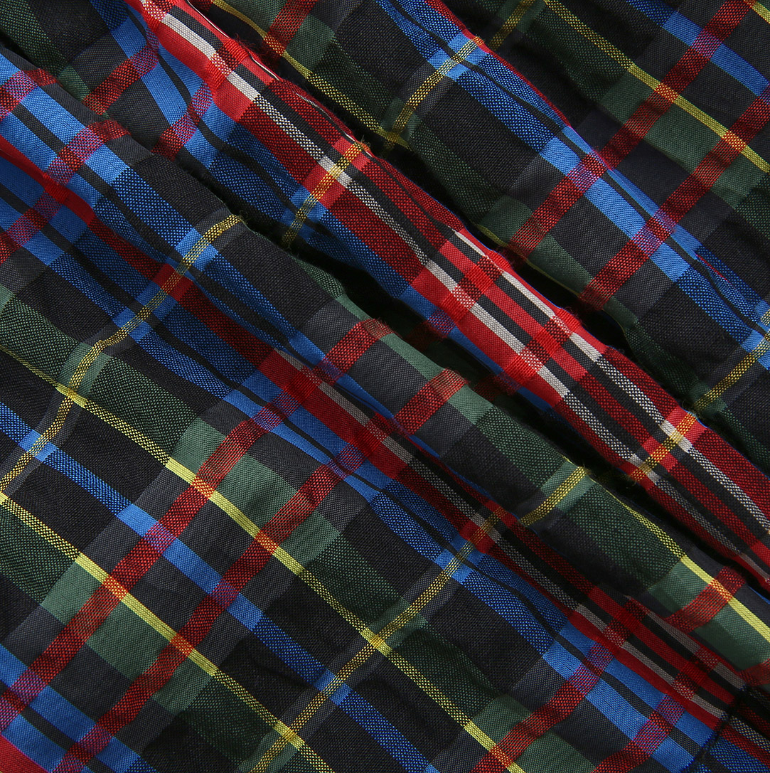 Plaid Bumpy Smocked Skirt