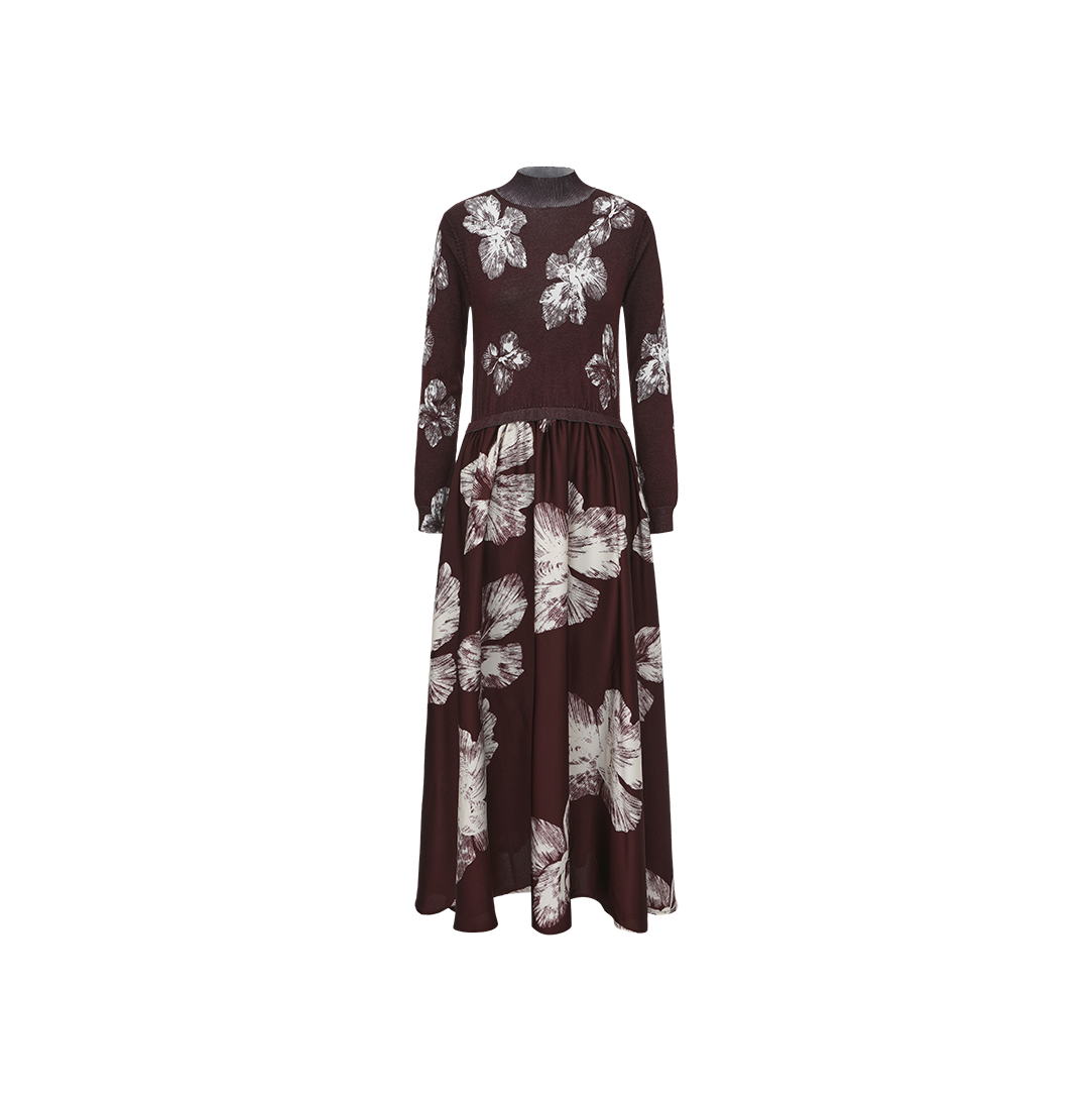 Printed Sweater Slip Dress