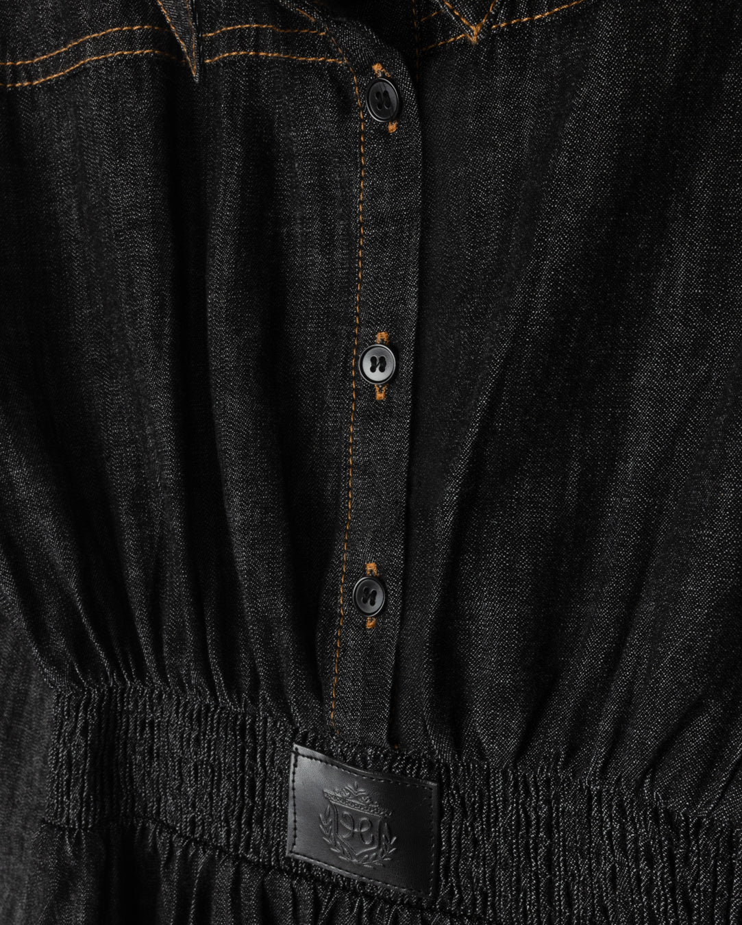 Folded Cuff Waisted Denim Dress