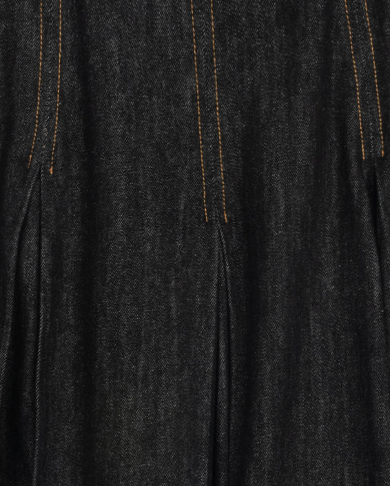Pleated Dark And Light Denim Midi Skirt