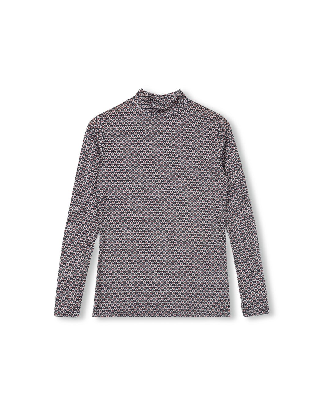 Printed Fitted Mock Neck W-22008