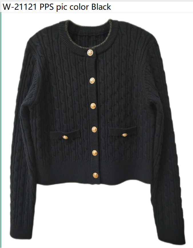 Metallic Trimmed Cable Knit Cardigan