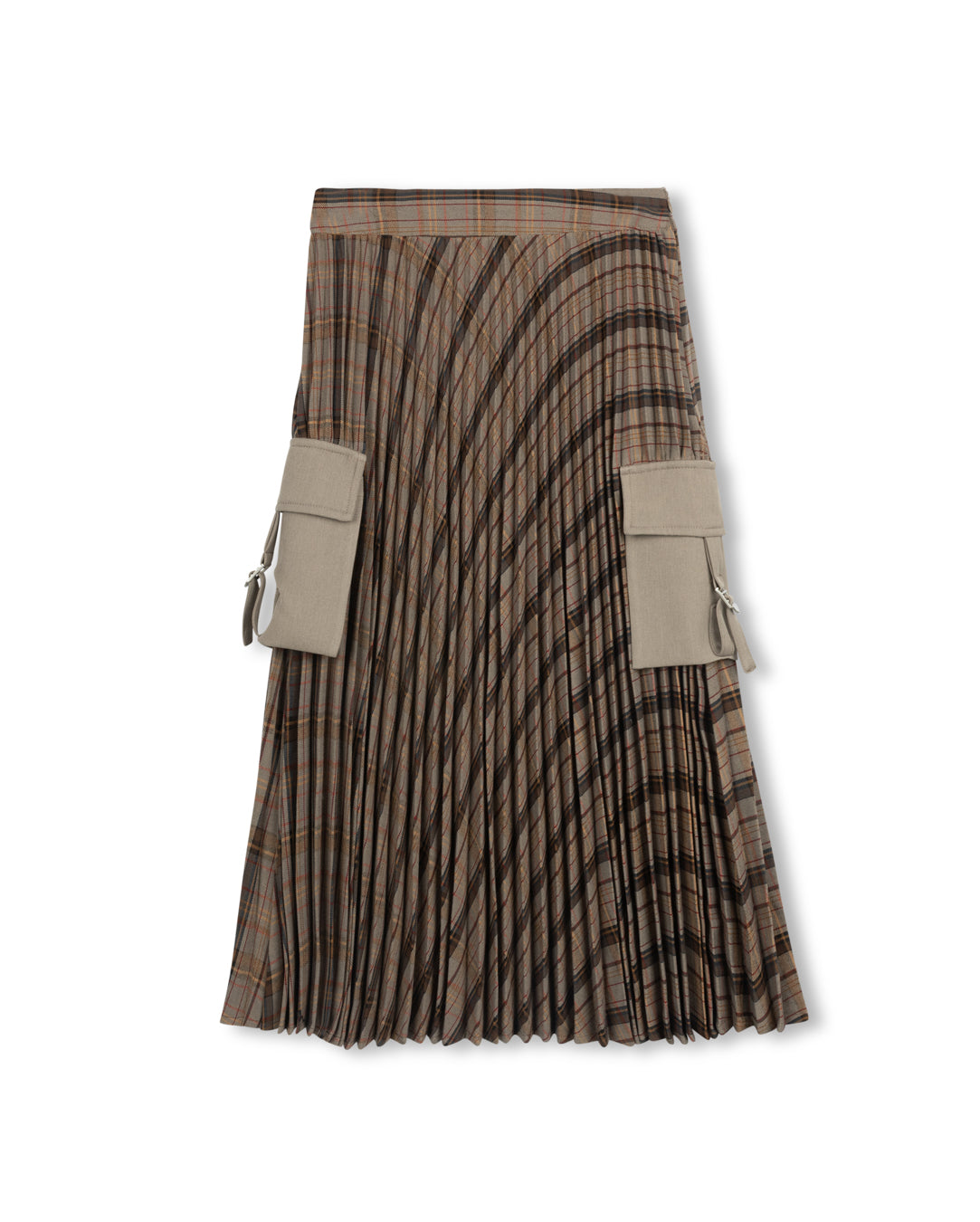 Billard Accordian Pleated Plaid Midi Skirt
