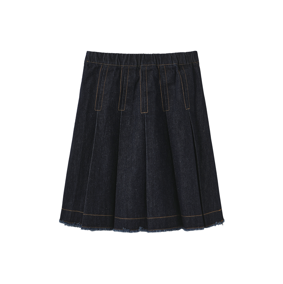 Denim Neat Pleat Skirt