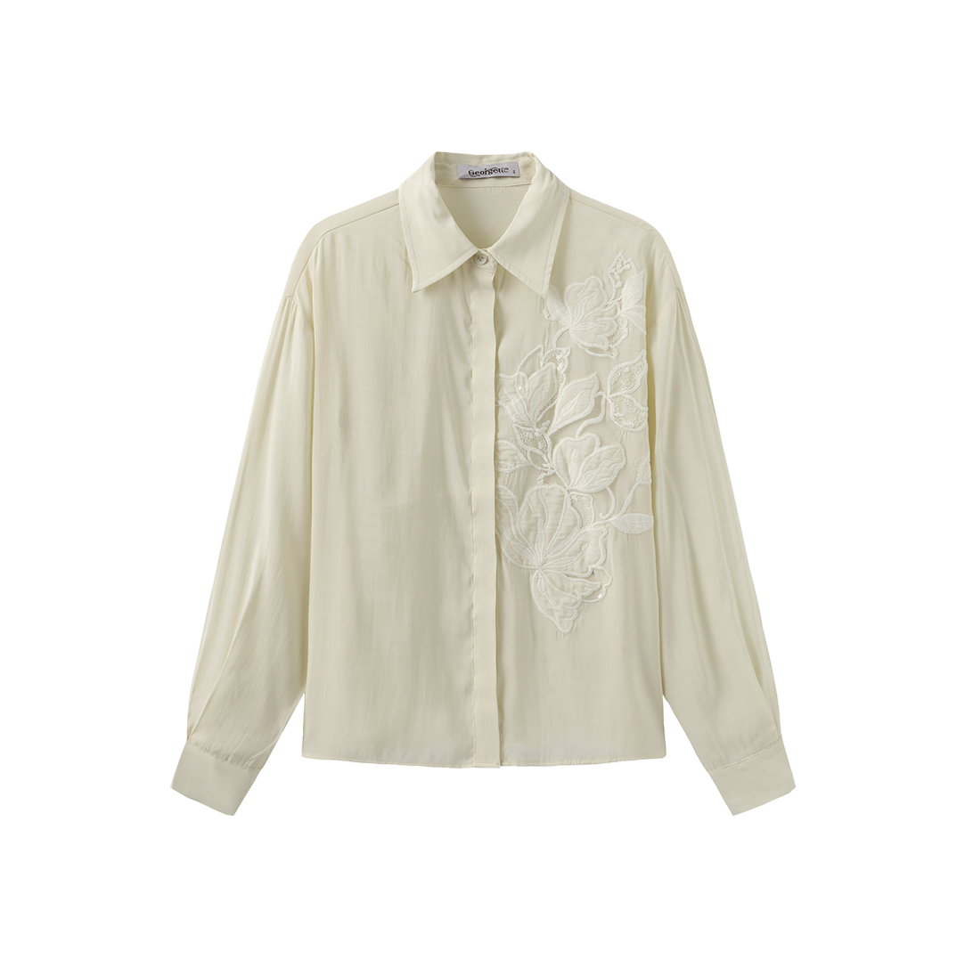 Flower Embroidered Thin Blouse