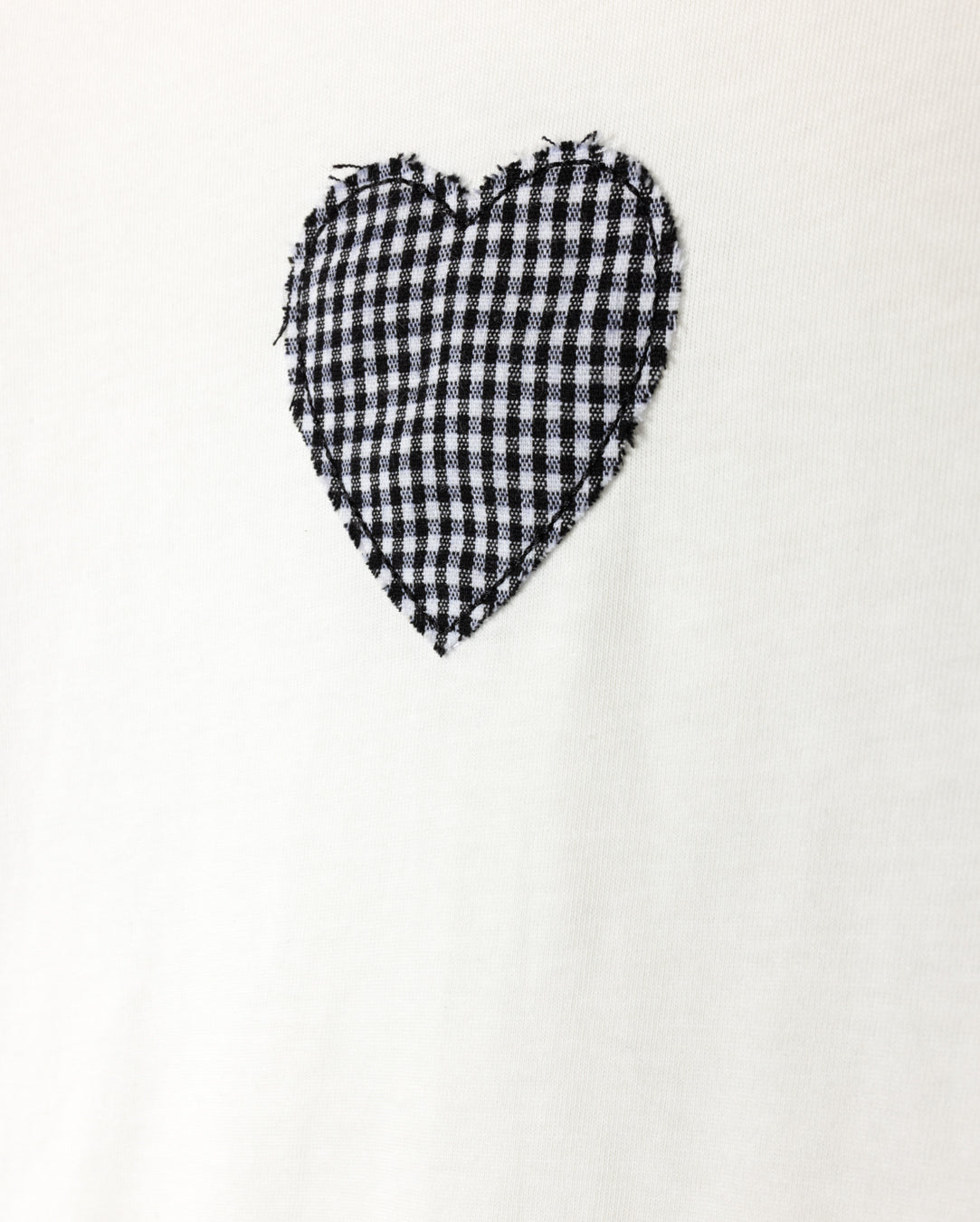 Checked And Bow Heart Patch T-shirt