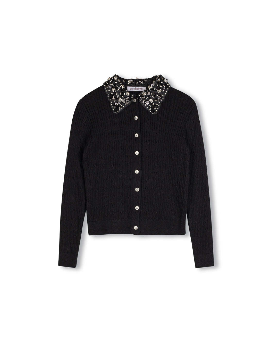 Sequined Collar Knit Top - Junees