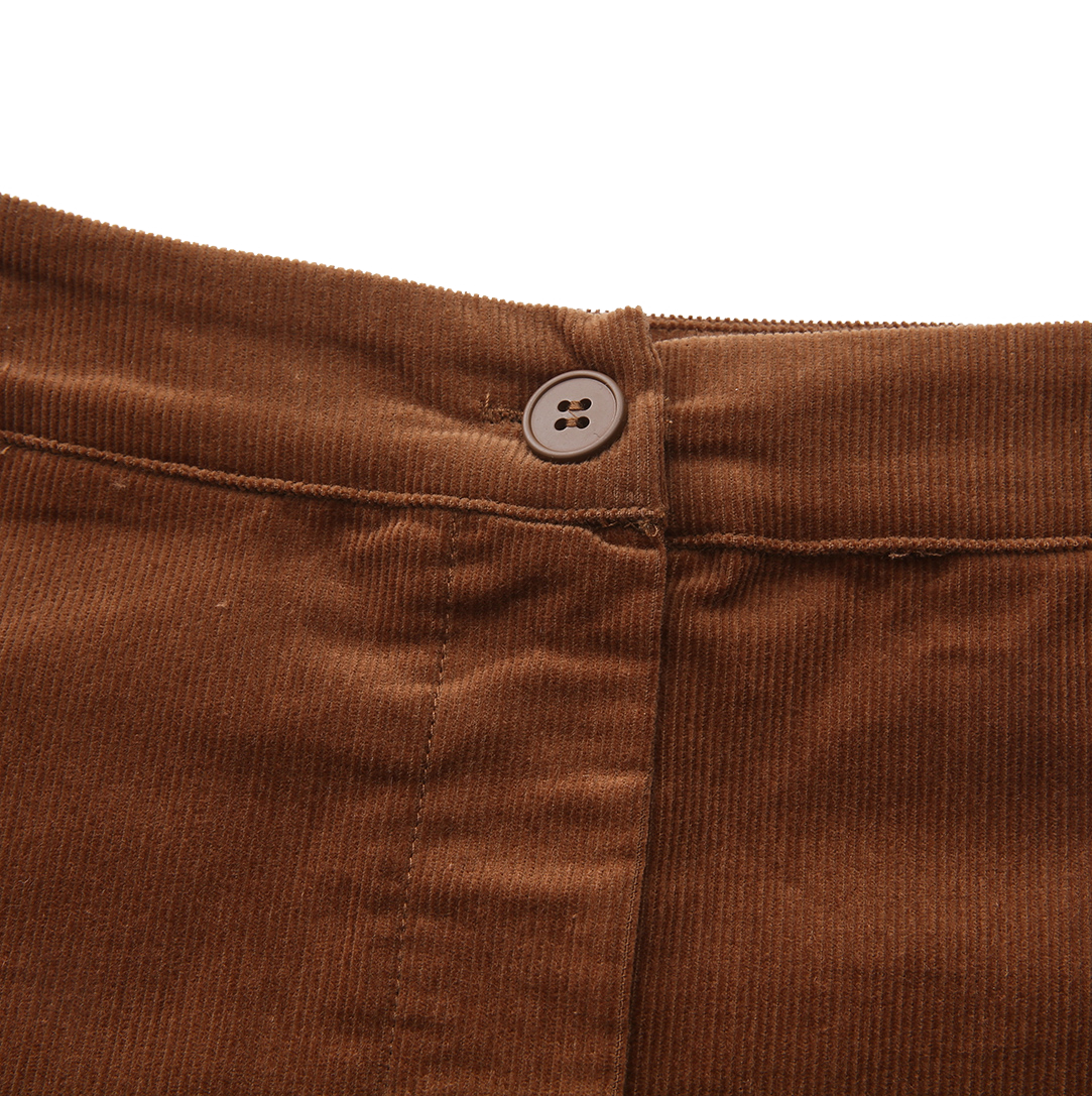 Corduroy Front Fly Straight Skirt