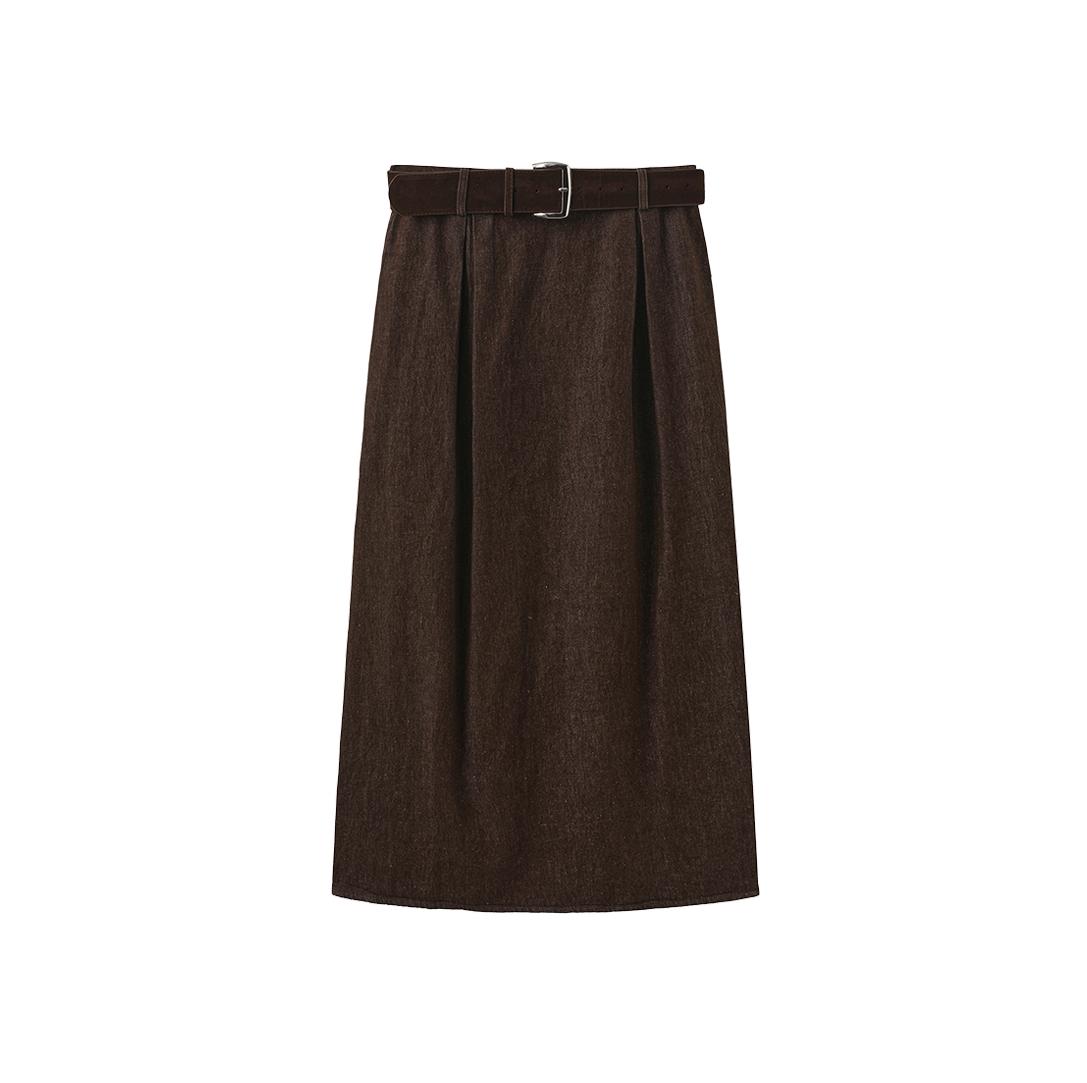 Suede Belt Denim Skirt