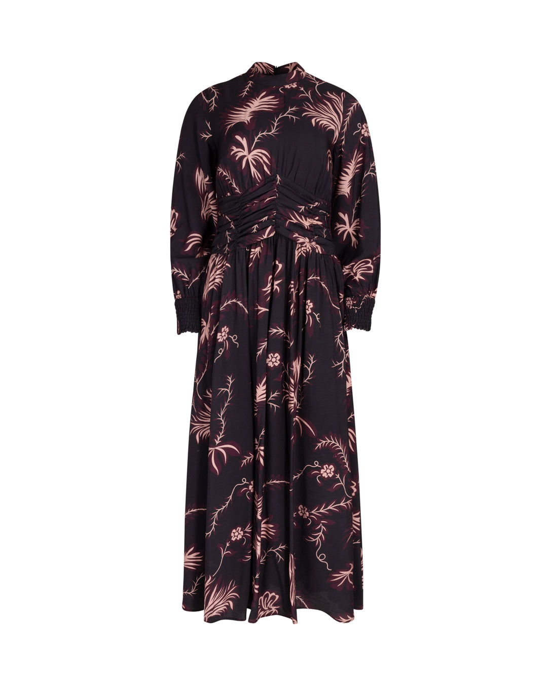 Printed Piped Sash Waisted Dress