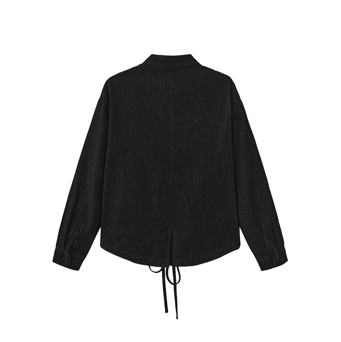 Drawstring Button Down Blouse