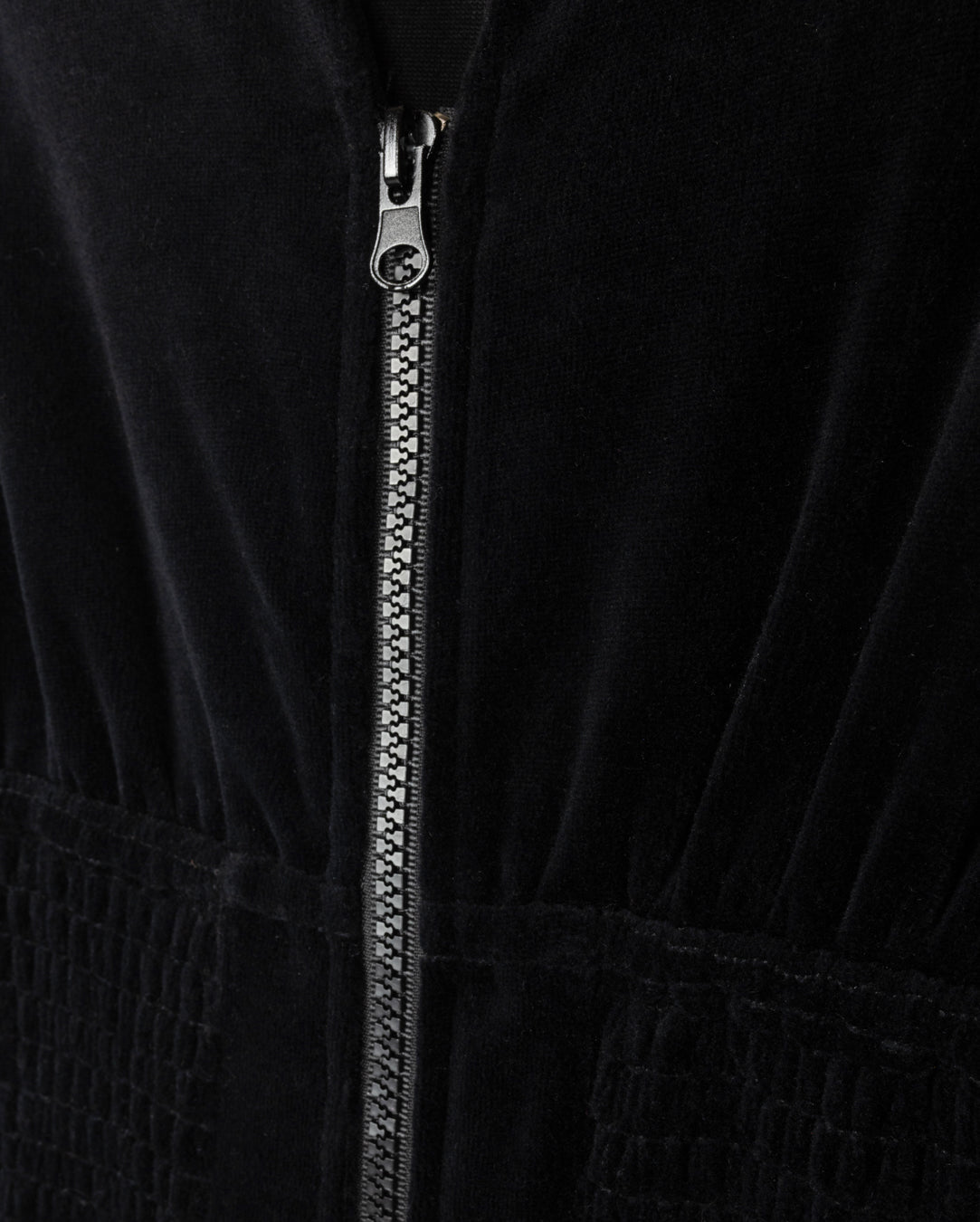 Smocked Front Zip Velour Jumper