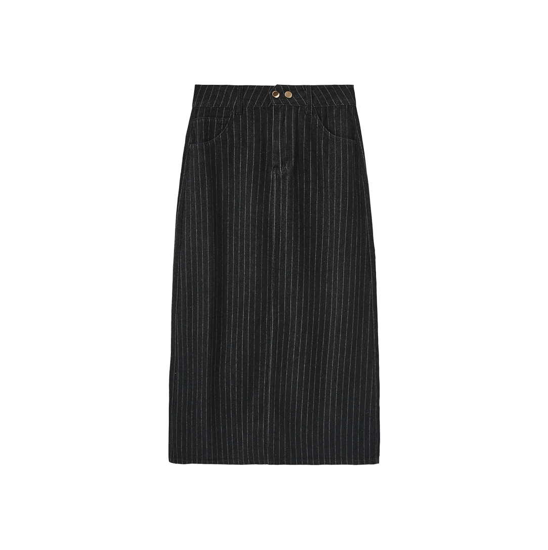 Denim Pinstripe Maxi Skirt