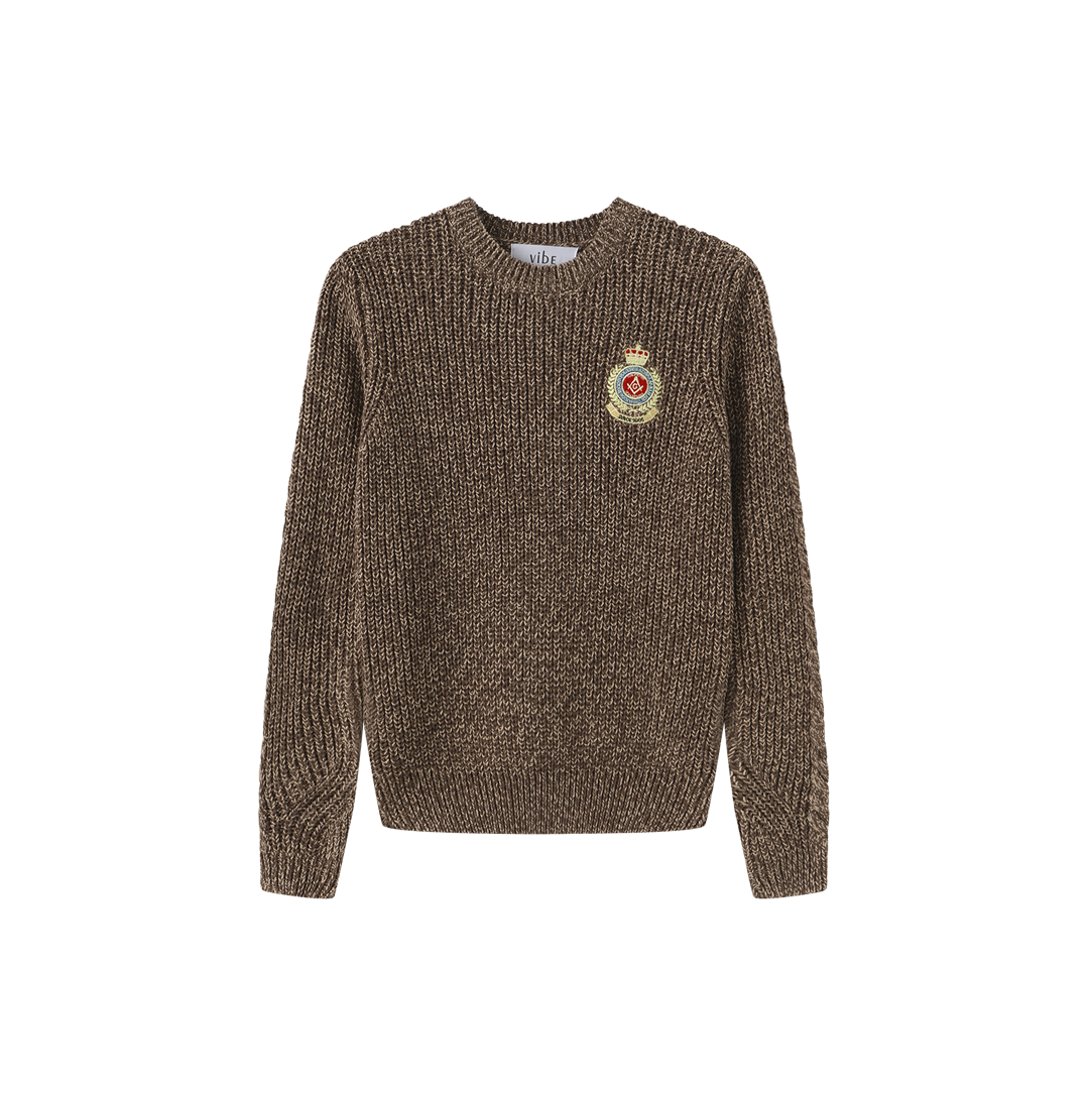 Marled Big Patch Knit Sweater