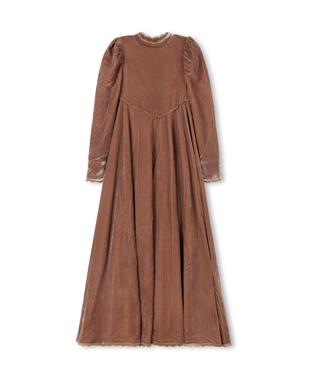 Velour And Lace Trimming Dress