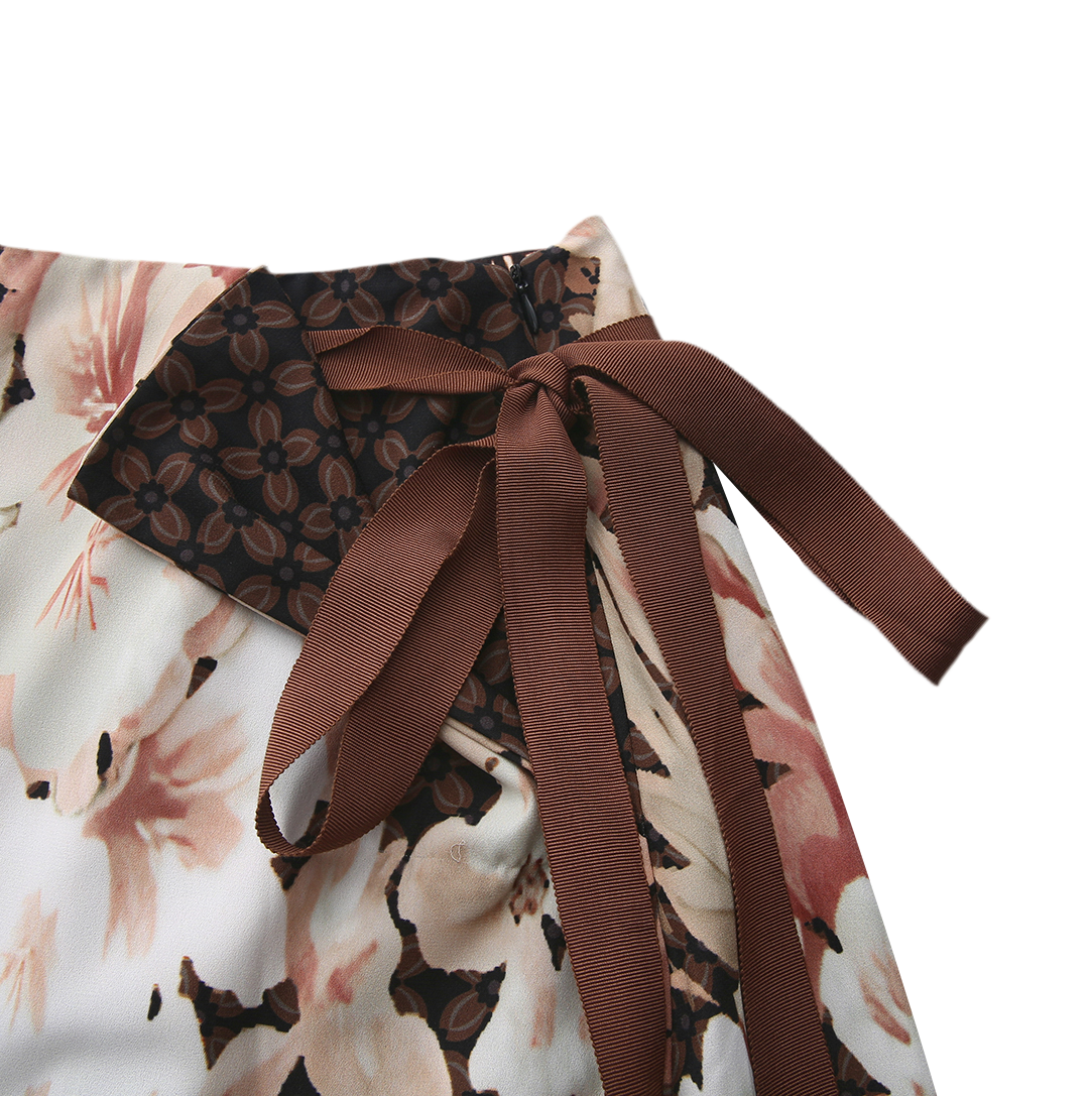 Regal Floral Belt Detail Skirt