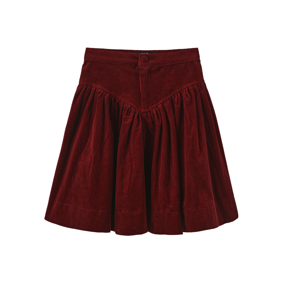 Corduroy Drop V Gathered Skirt