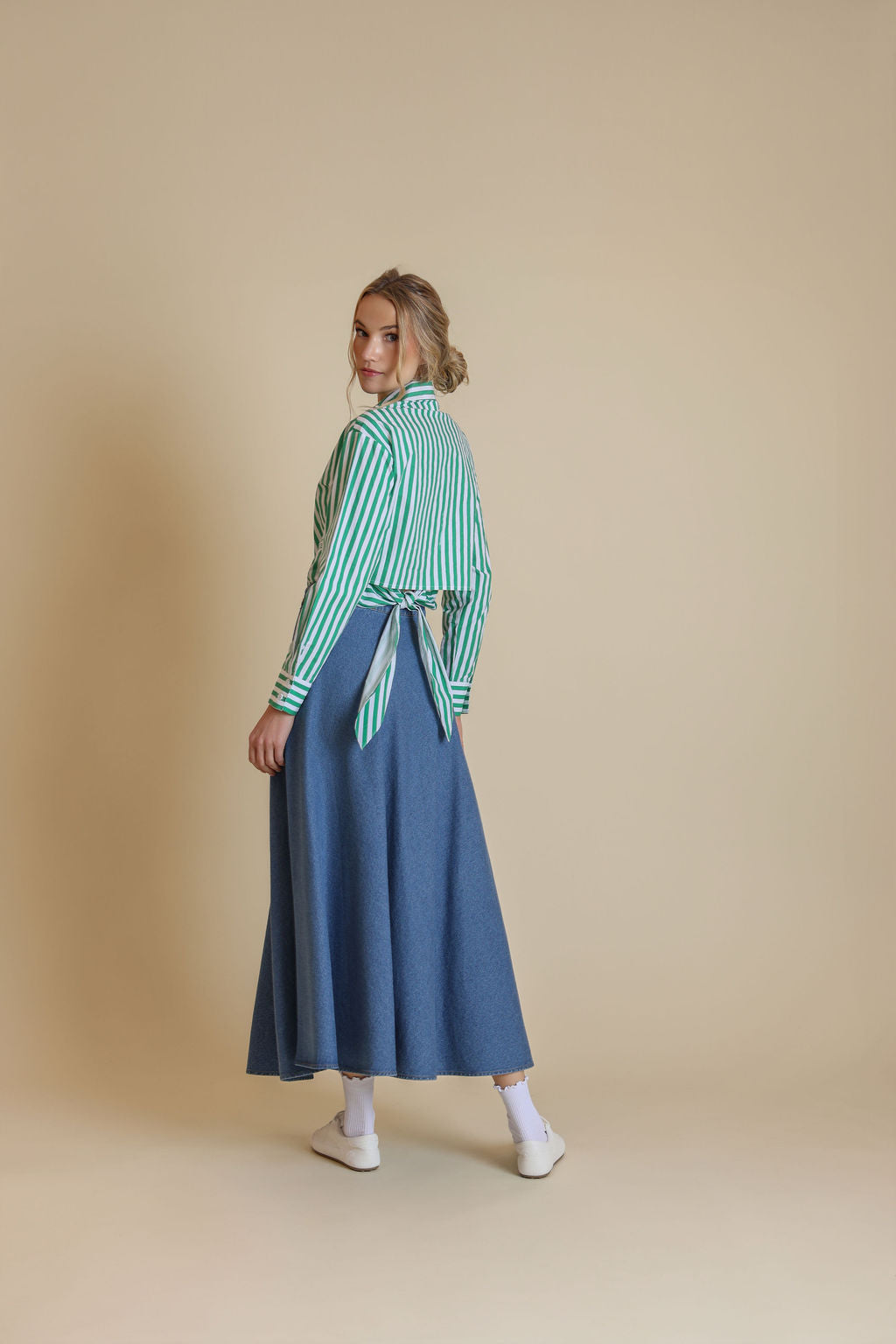 Back Tie Striped Blouse - Junees