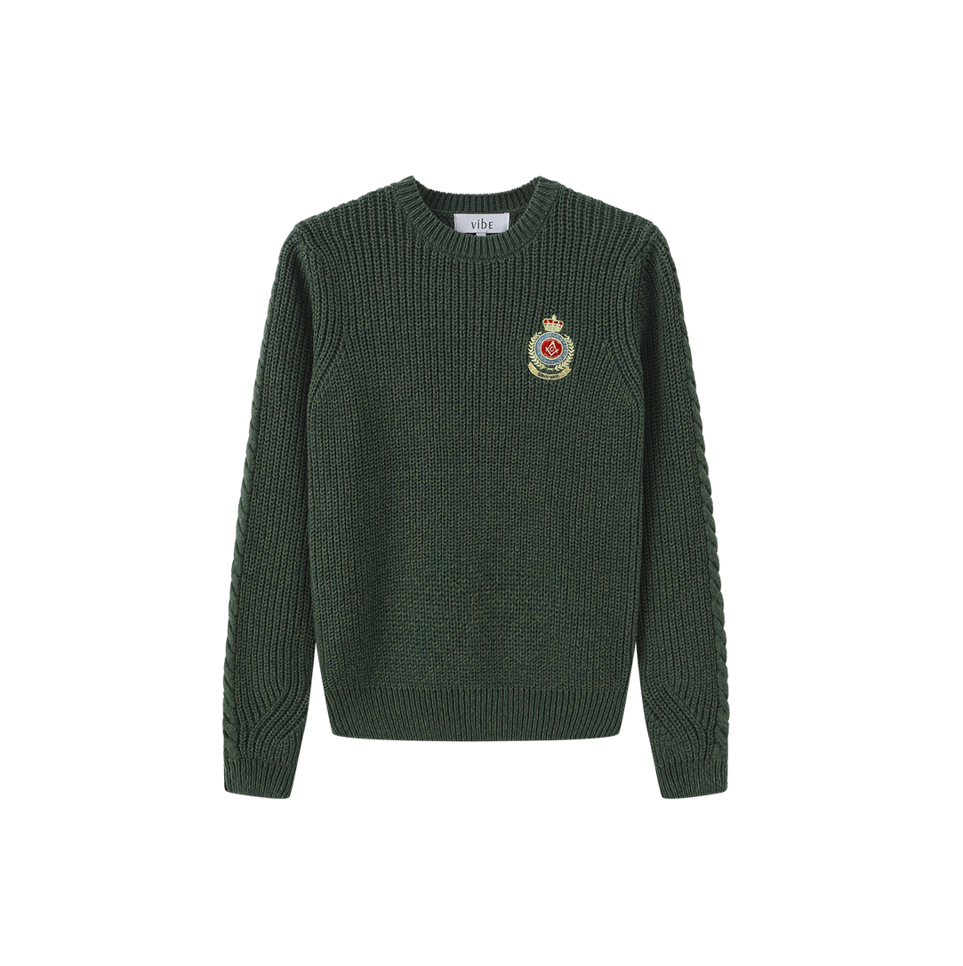 Marled Big Patch Knit Sweater