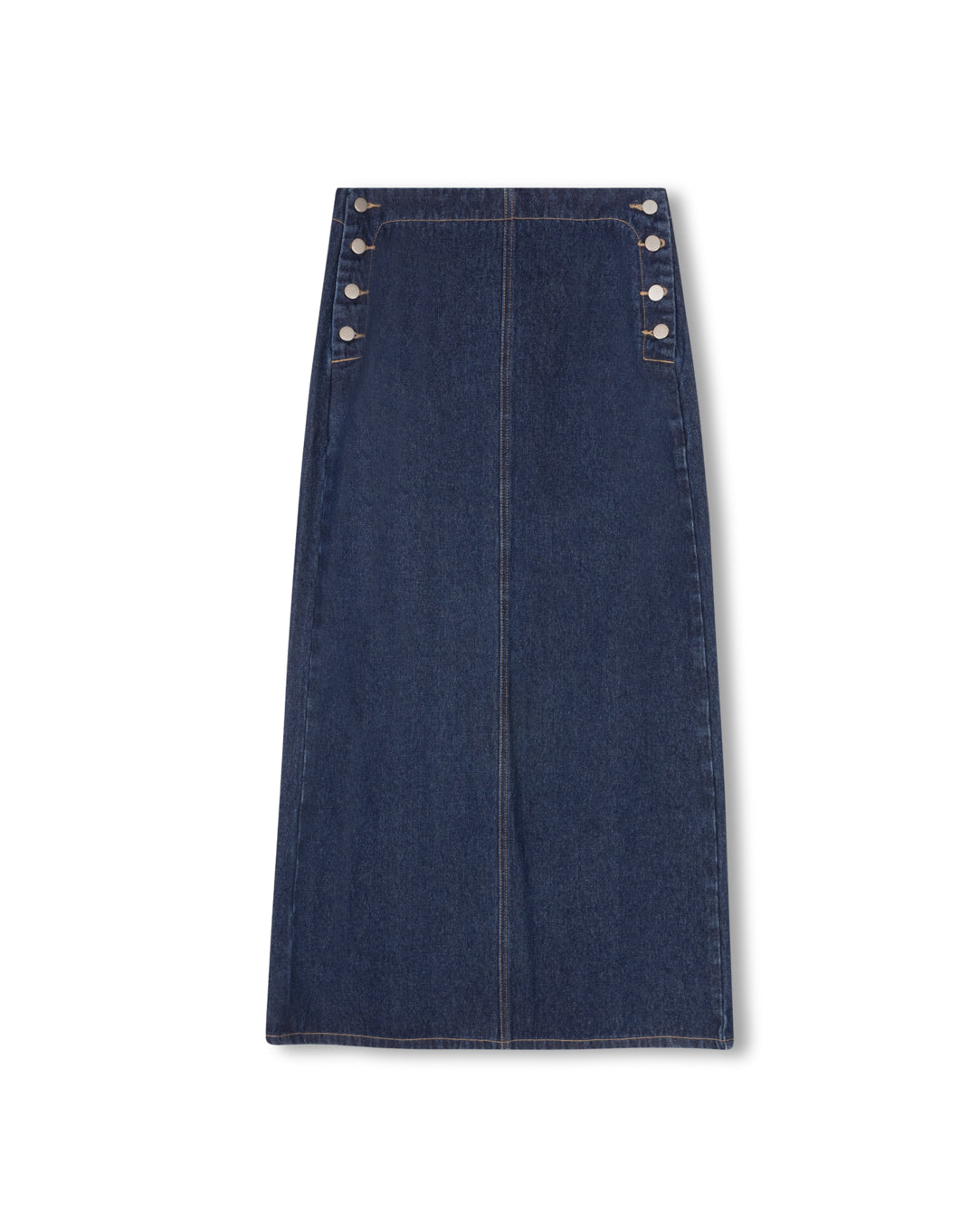 Side Button Detailed Denim Skirt