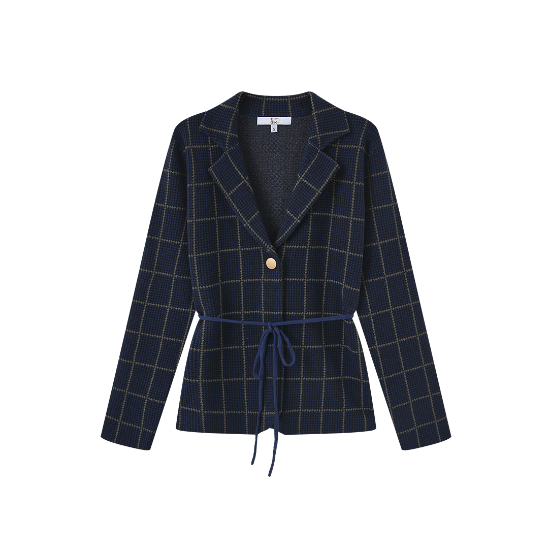 Houndstooth Knit Blazer