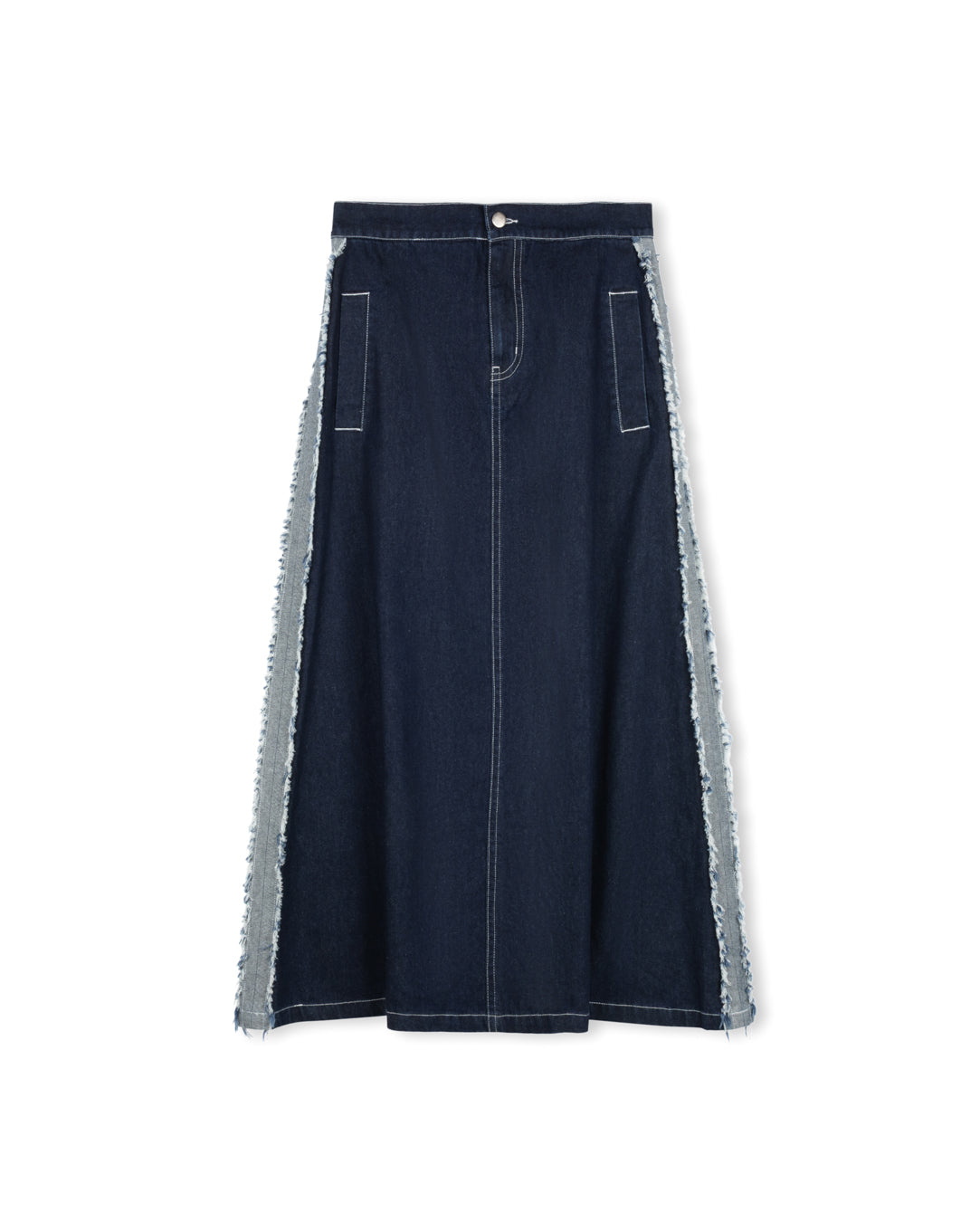 Denim Frayed Sides Skirt