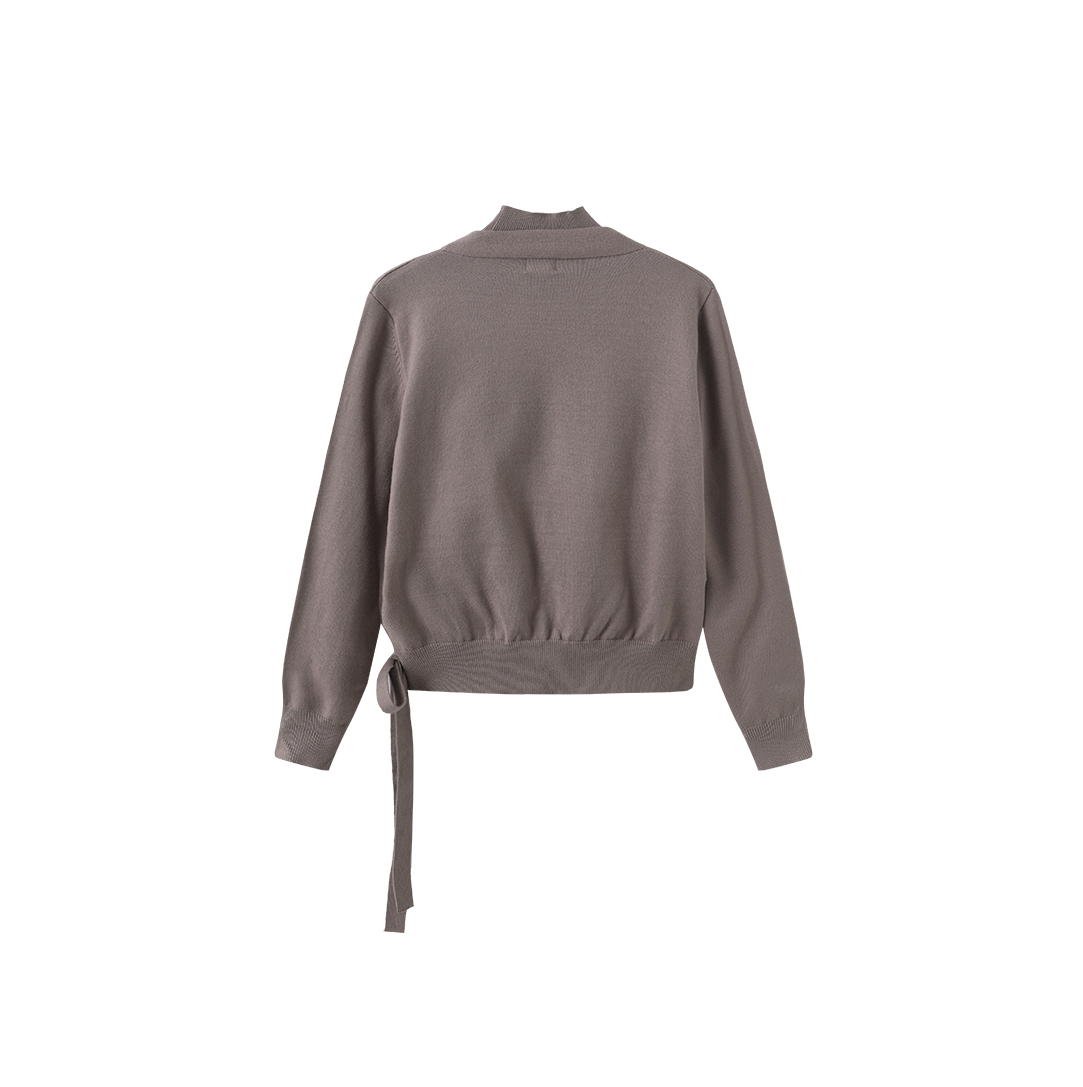 Brooch Wrap Knit Top