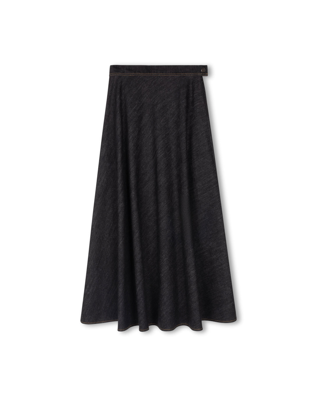 Side Button Denim A-Line Skirt