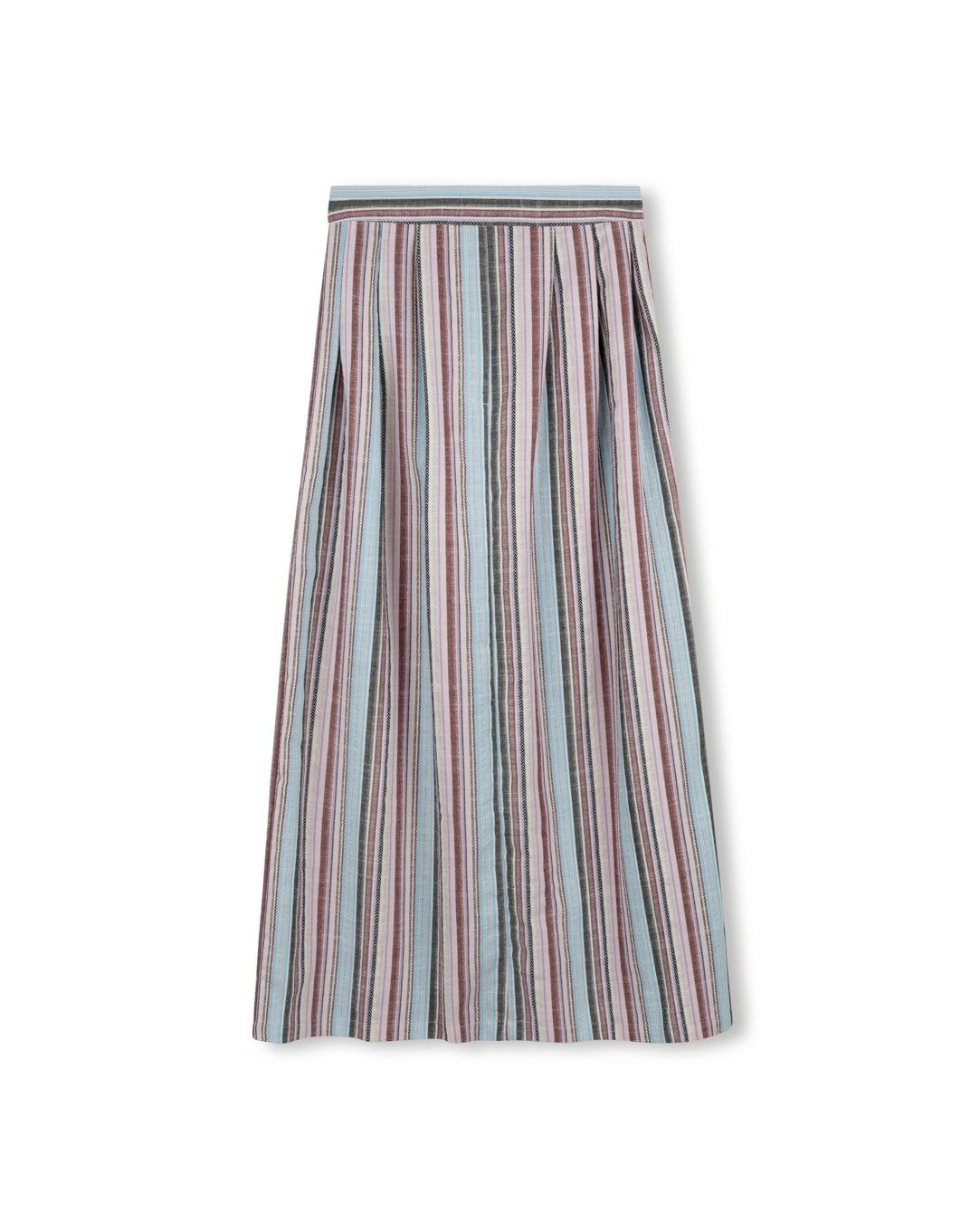 Poplin Stripe Maxi Pleat Skirt